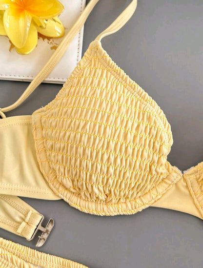 Trendy 2 Pieces Yellow Swimwear
