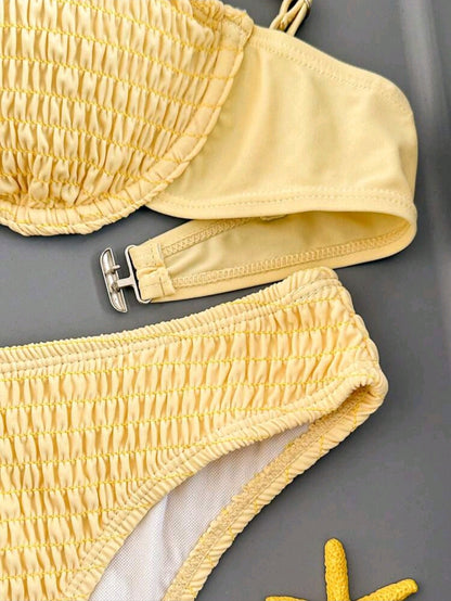 Trendy 2 Pieces Yellow Swimwear