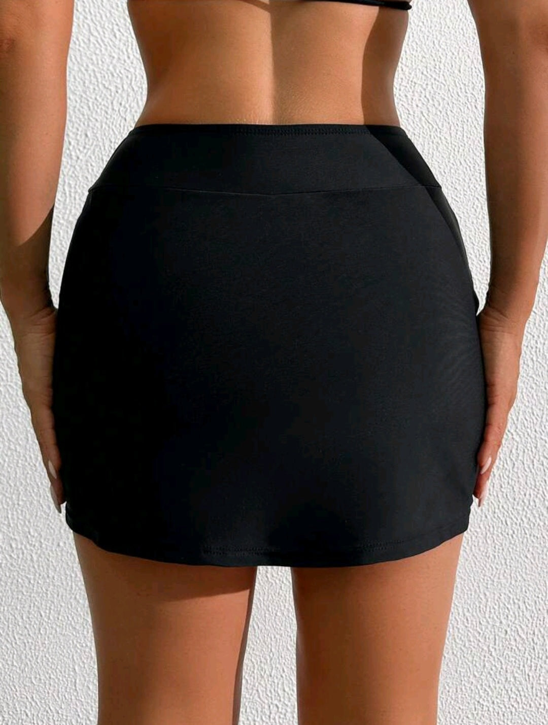 Trendy Beach Swim Skort - Black & Brown