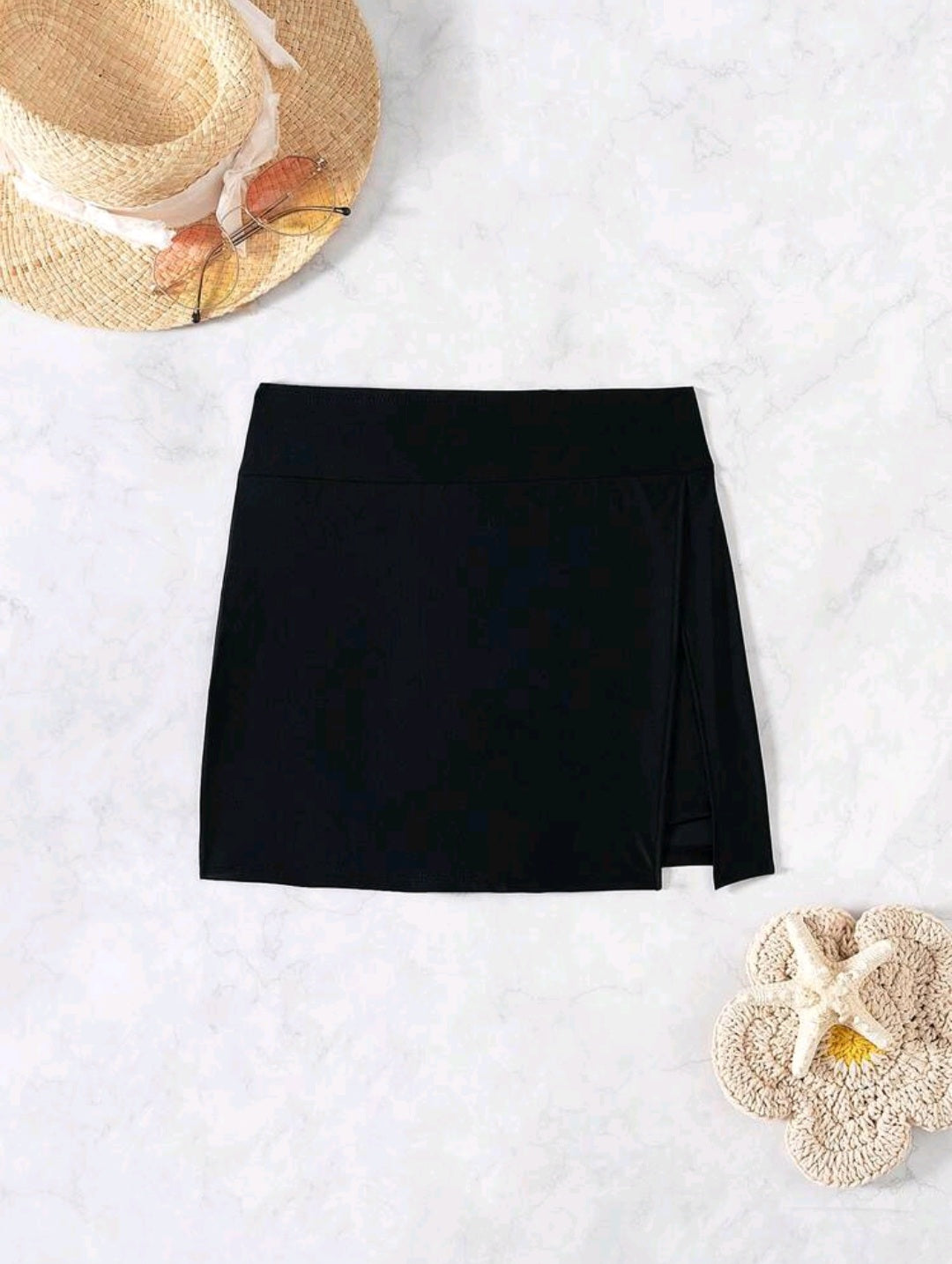 Trendy Beach Swim Skort - Black & Brown