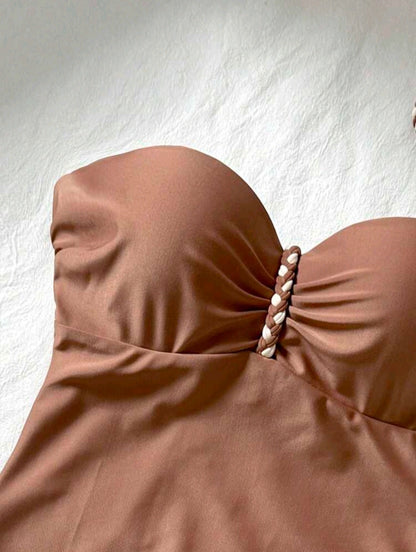 Trendy One Piece Strapless Swimsuit