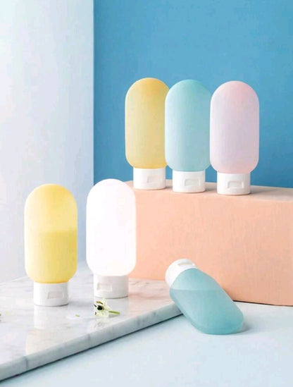 4 Pieces Set Silicone & Plastic Travel Bottles; Refillable, Leakproof Cosmetic containers for Lotion, Shower & Skincare products - 60 mL