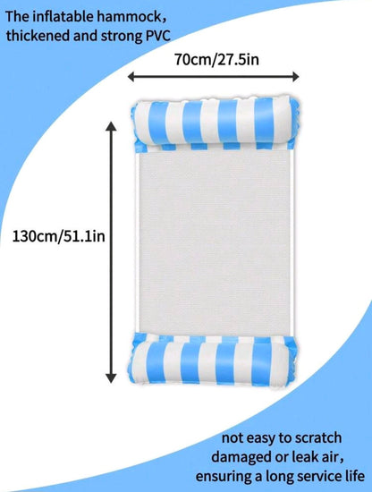 Inflatable Pool Float - Light Blue- Hammock, lounge chair, mesh bed - One Size