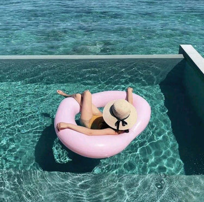 Pink Heart Shaped Inflatable Swimming Ring - Essential for Summer Outdoor Beach and Pool