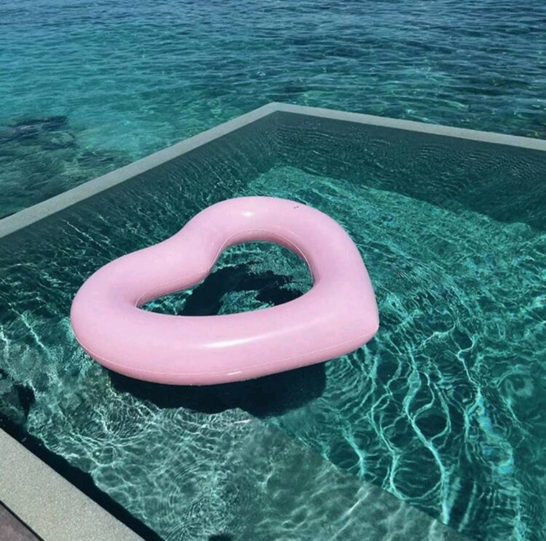 Pink Heart Shaped Inflatable Swimming Ring - Essential for Summer Outdoor Beach and Pool