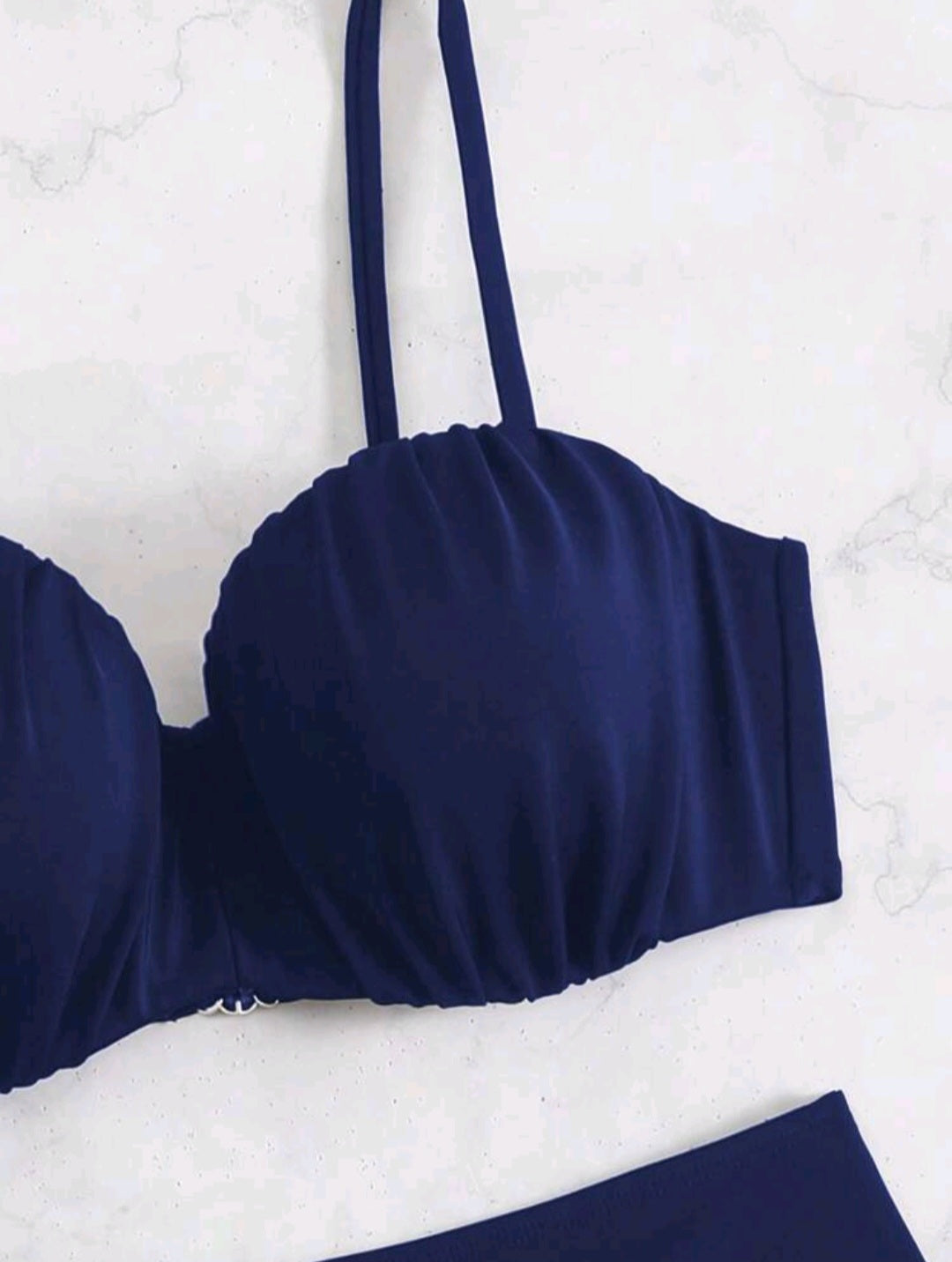Trendy 2 Pieces Strapless Navy Blue Swimwear
