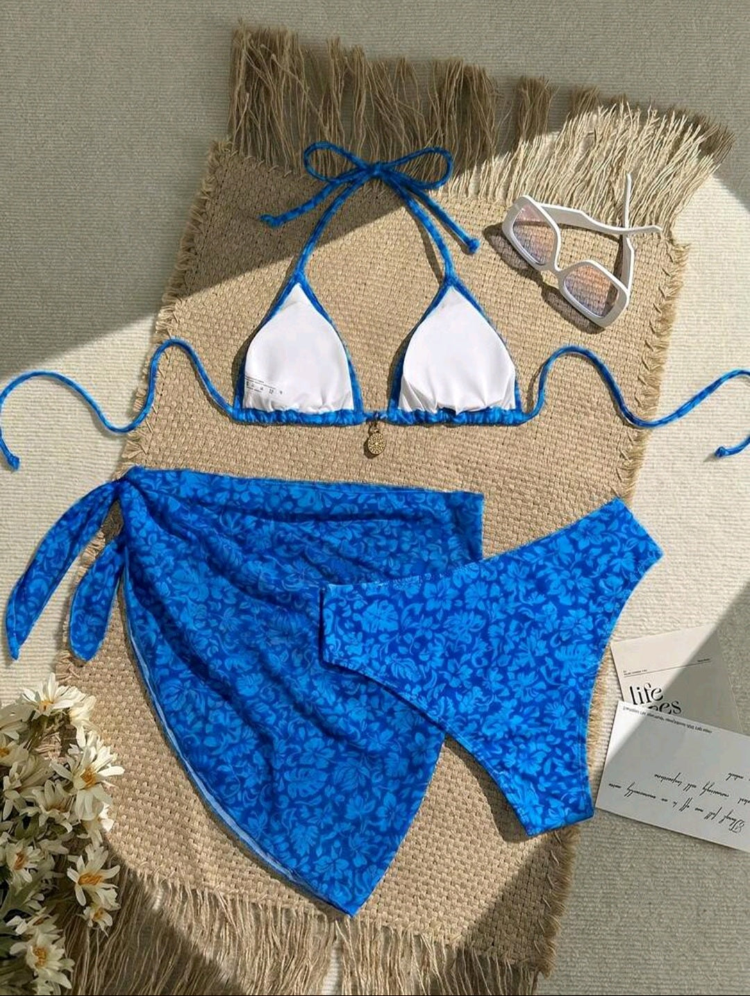 3 Pieces Blue Swimwear