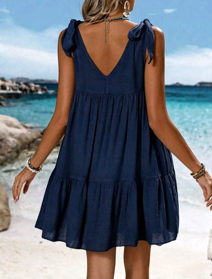 Beach Cover Up Dress - Navy & Black