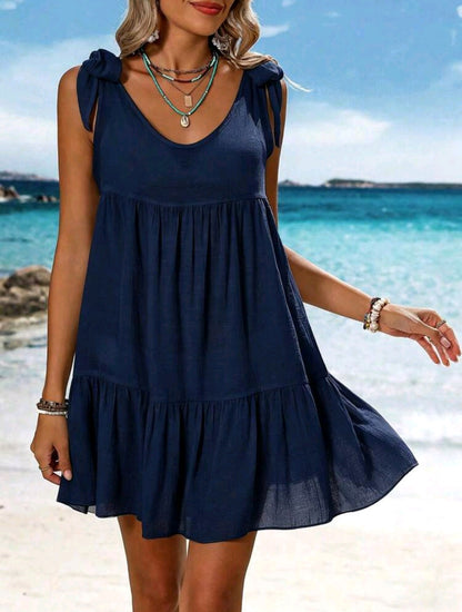 Beach Cover Up Dress - Navy & Black