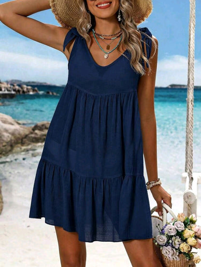Beach Cover Up Dress - Navy & Black
