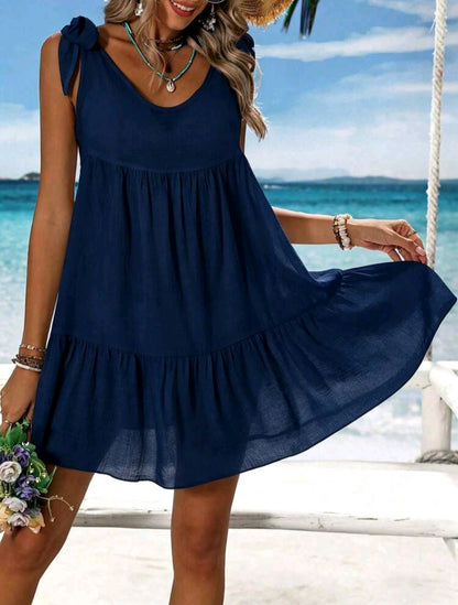 Beach Cover Up Dress - Navy & Black