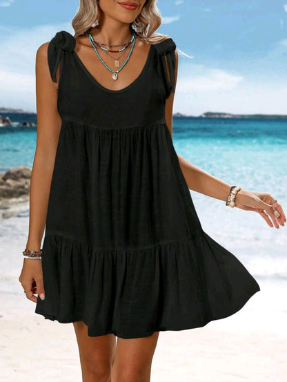 Beach Cover Up Dress - Navy & Black