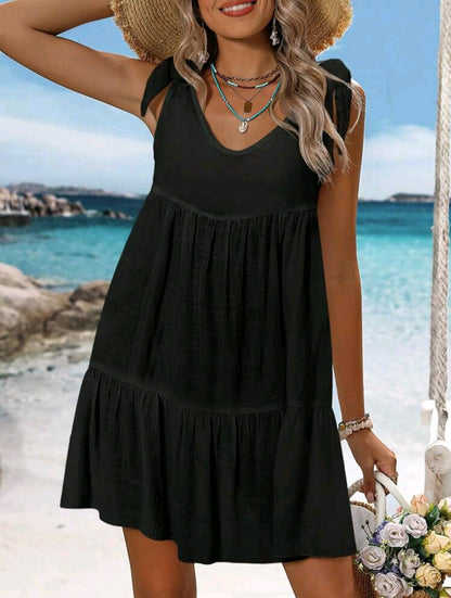 Beach Cover Up Dress - Navy & Black