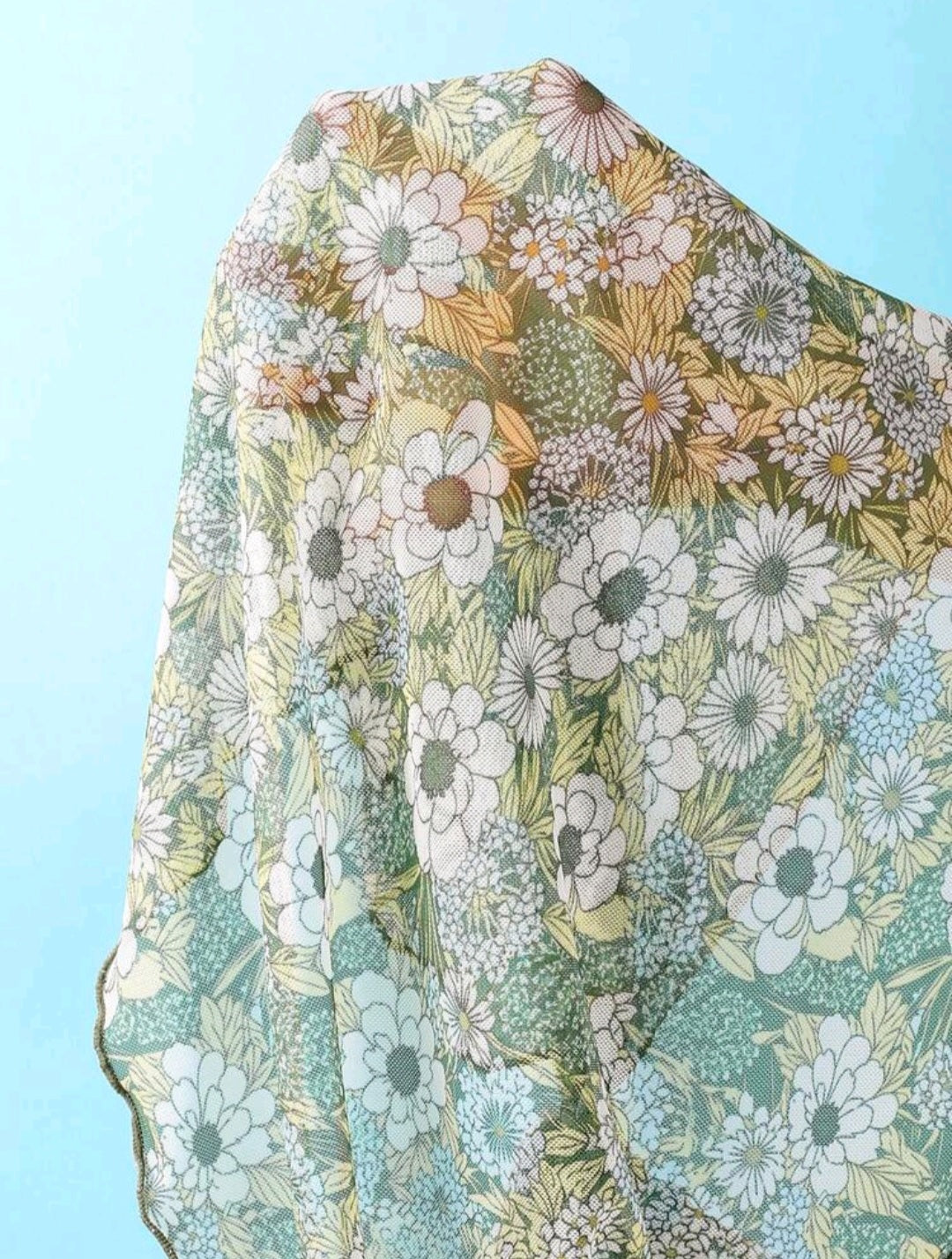 Trendy 3 Pieces Triangle Floral Green Swimwear