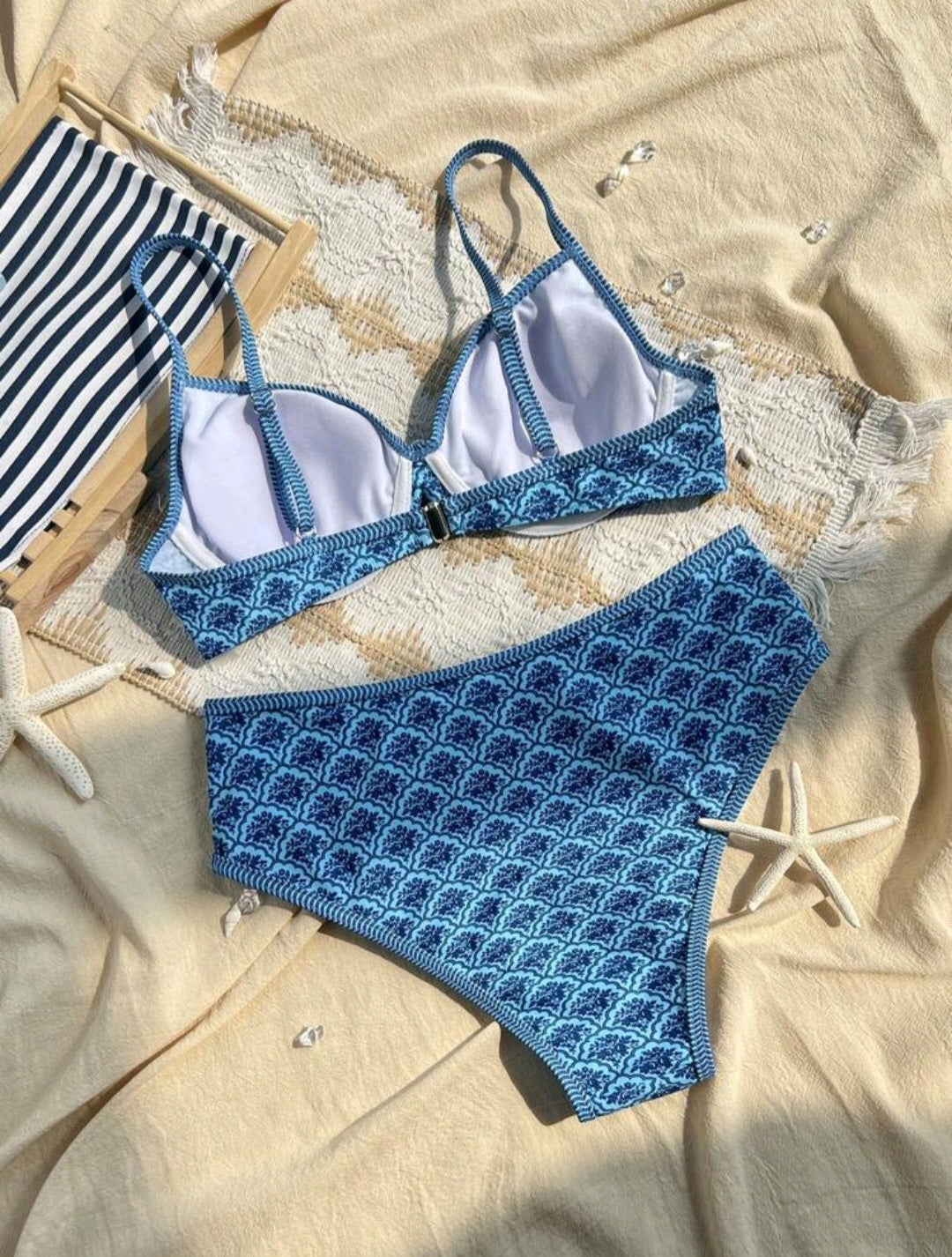 Trendy 2 Pieces Blue Swimwear