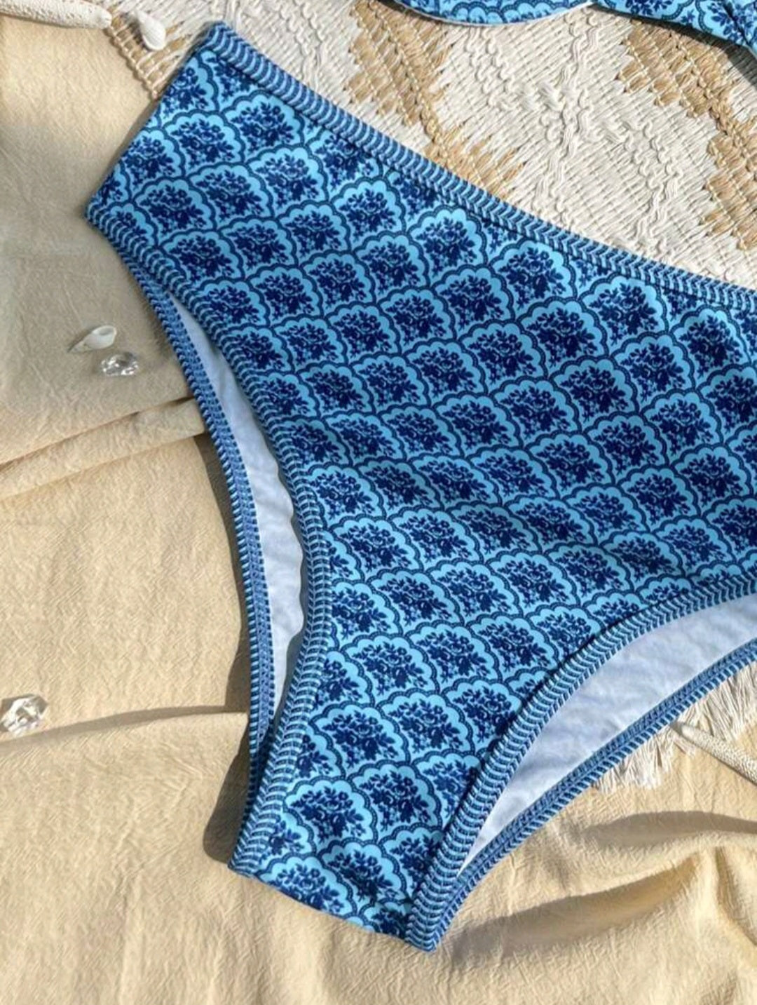 Trendy 2 Pieces Blue Swimwear