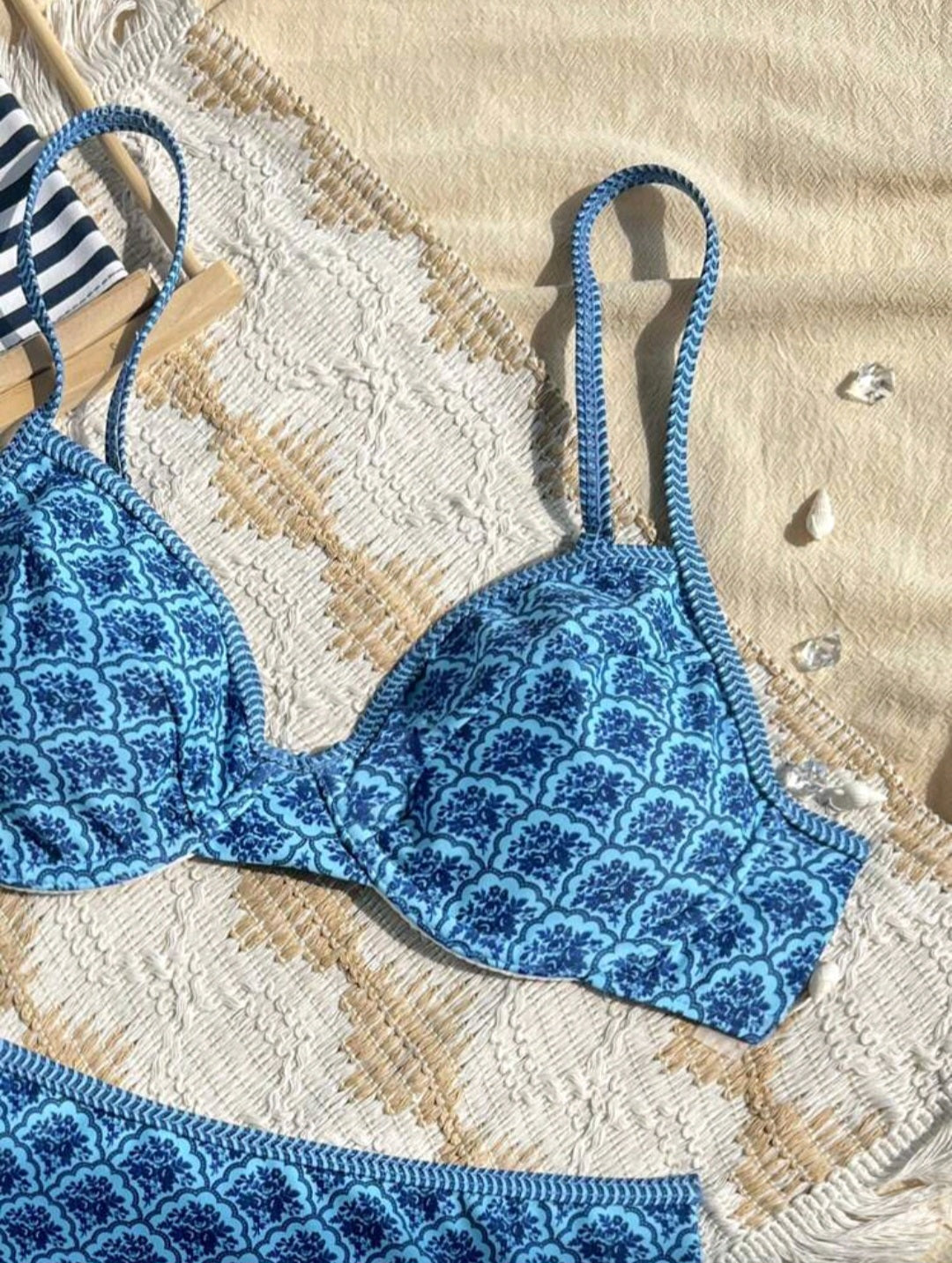Trendy 2 Pieces Blue Swimwear