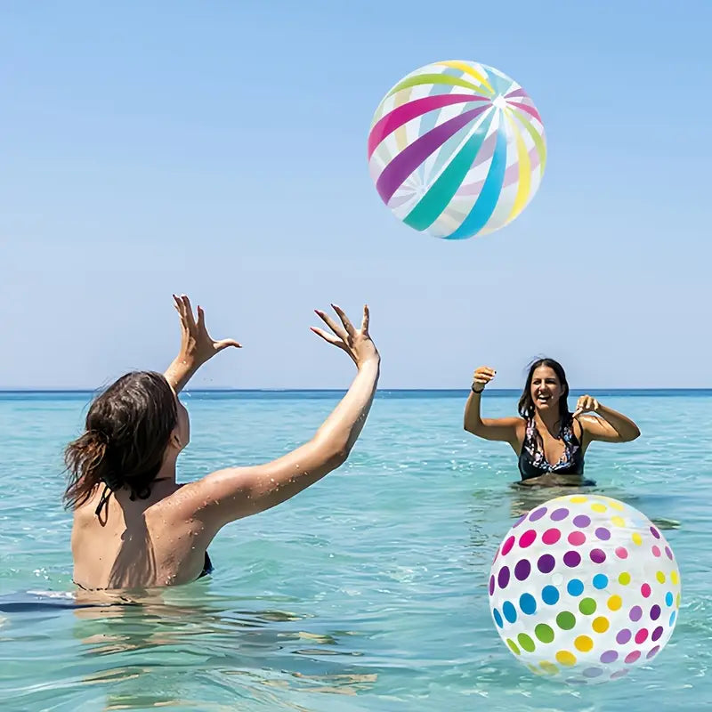 Color Striped Inflatable Ball - 40 cm - Beach Essentials