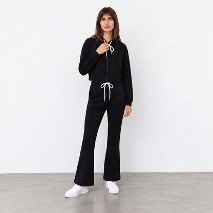 Cropped Zip-Up Hoodie & Flared Pants Set