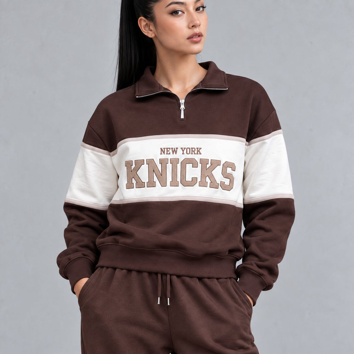 New York Contrast Quarter-Zip Sweatshirt