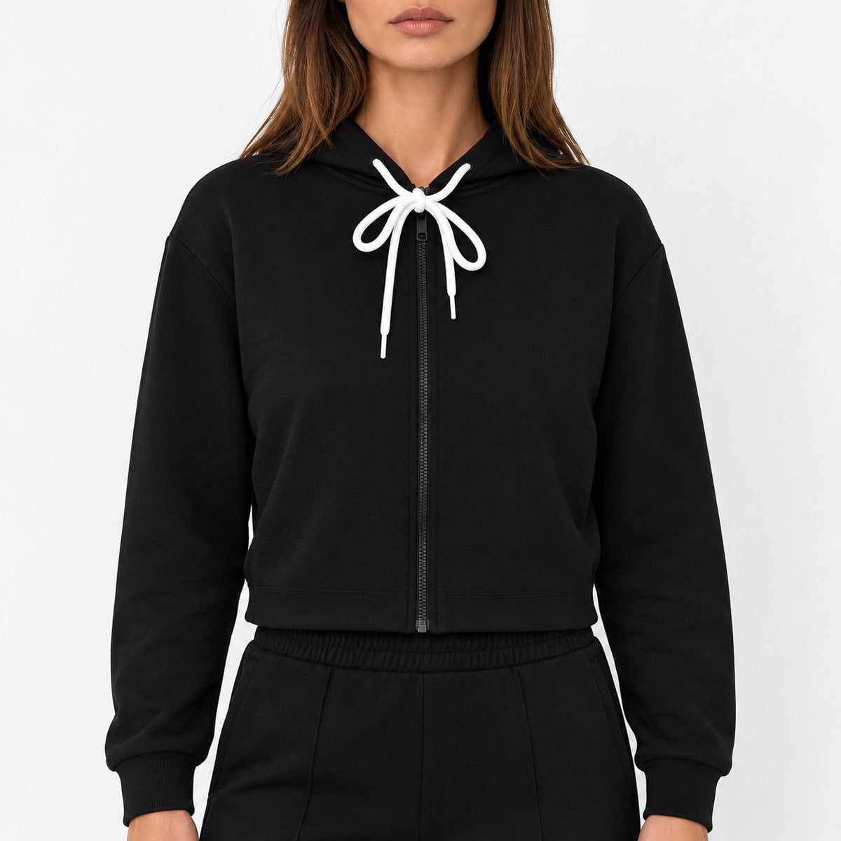 Cropped Zip-Up Hoodie & Flared Pants Set