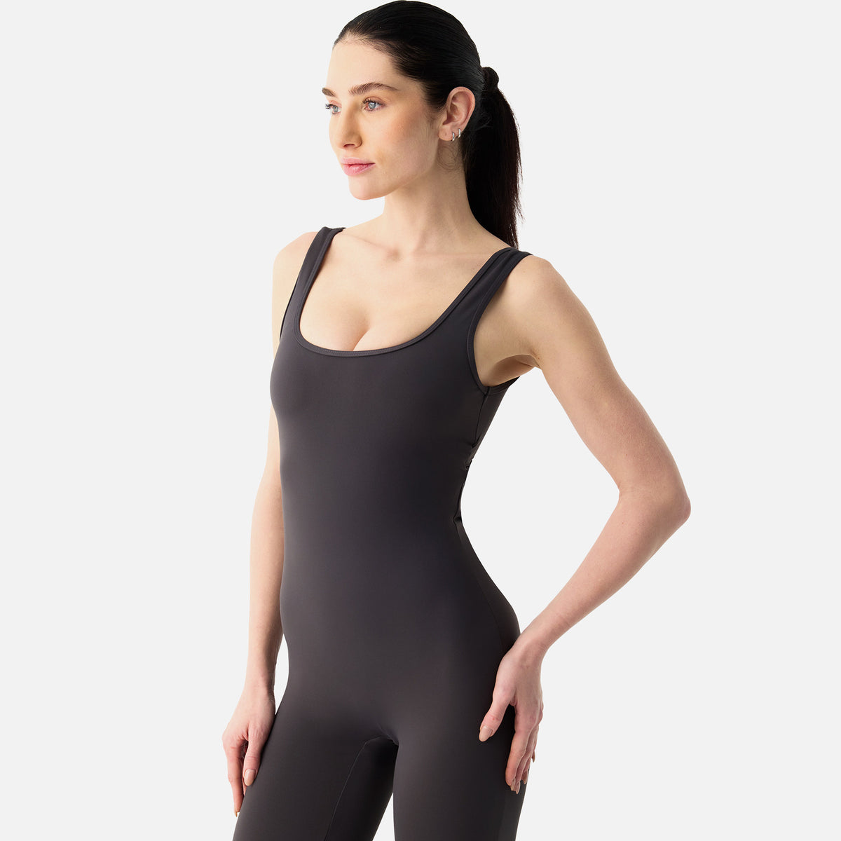 KEIRA Flared Scrunch Jumpsuit Dark Grey