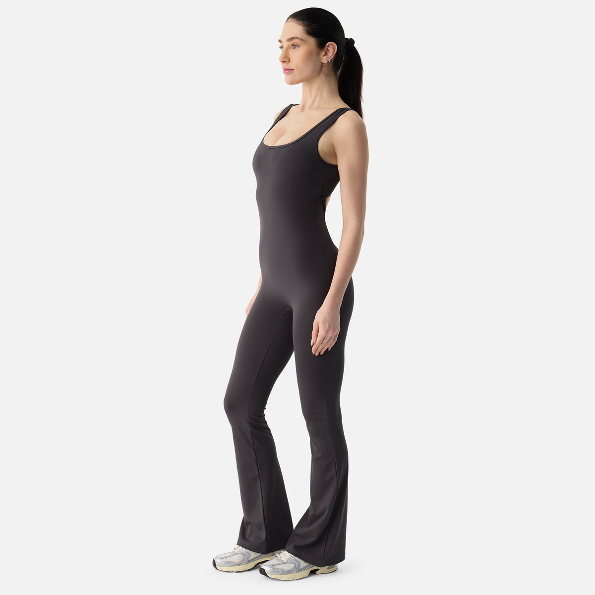 KEIRA Flared Scrunch Jumpsuit Dark Grey