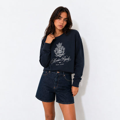 Trendy Embroidered Sweatshirt - Fleece inside