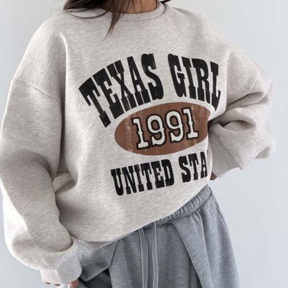Trendy Embroidered Sweatshirt - Fleece inside