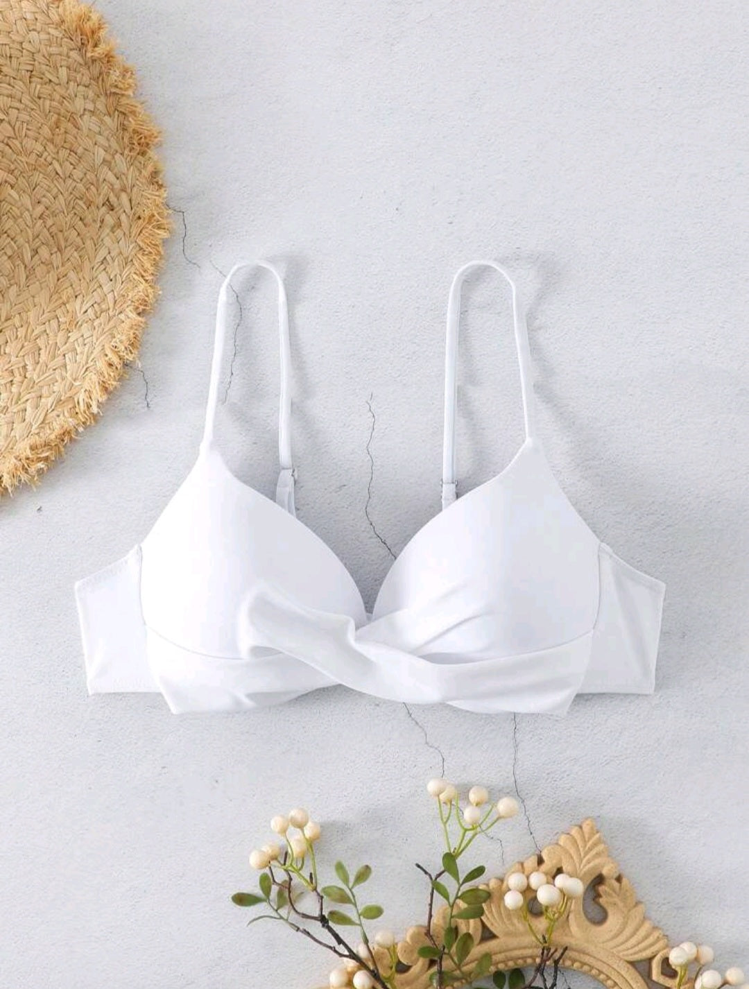 Twist Push Up Bikini Top - White