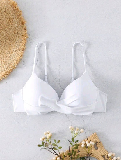 Twist Push Up Bikini Top - White