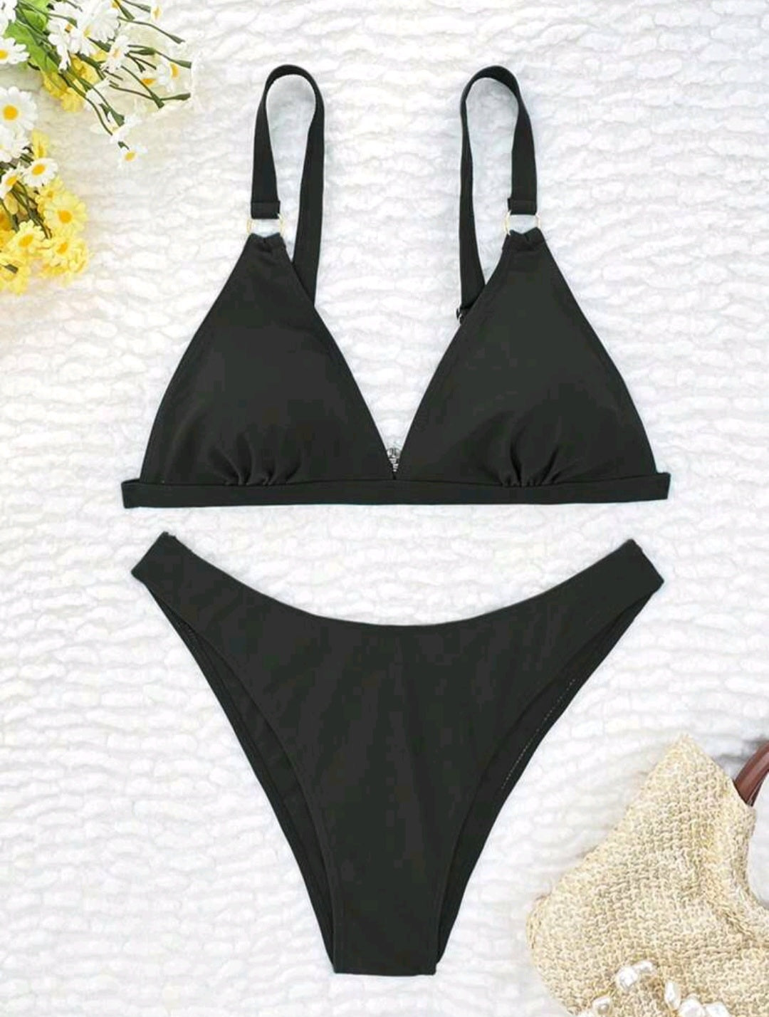 Trendy 2 pieces Swimsuit - black & burgundy