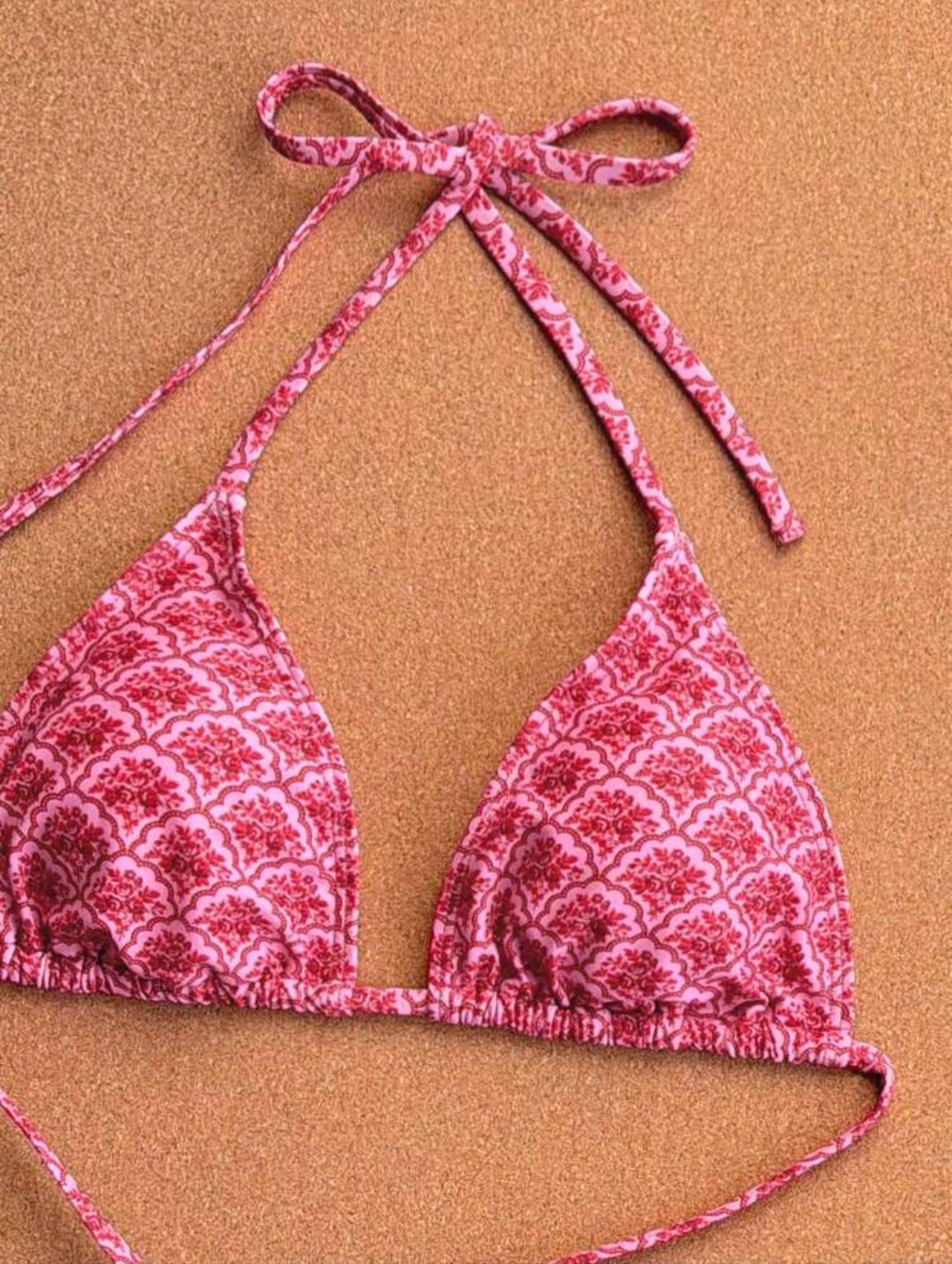 2 Pieces Triangle Low Waisted Pink Swimsuit
