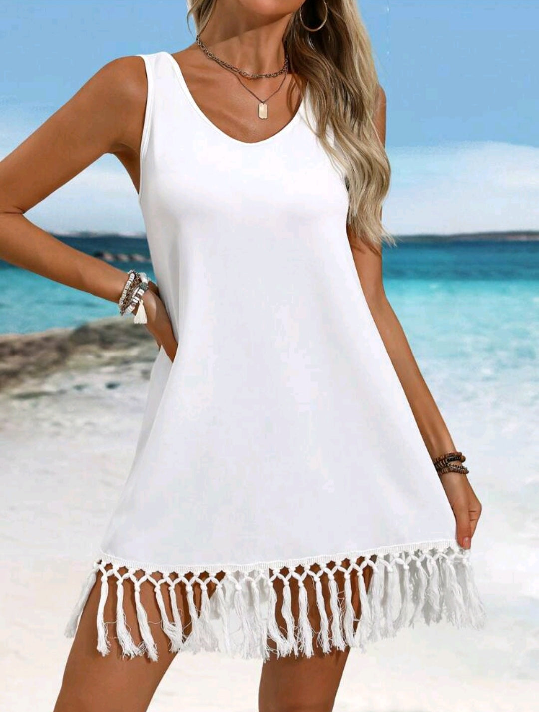 Trendy White Cover Up Beach Wear