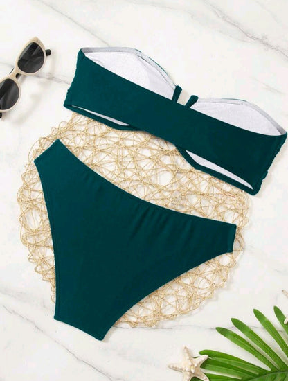 Trendy Strapless Bikini - 4 COLORS: Black, Blue, Red & Brown