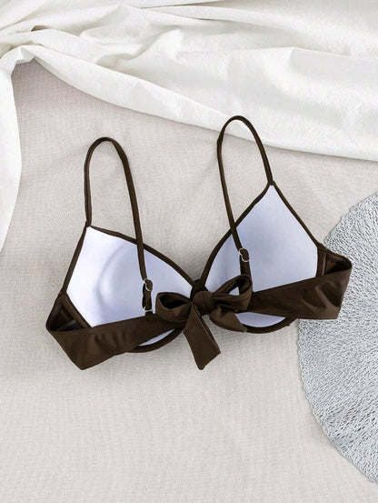 Twist Push Up Bikini Top - Chocolate Brown