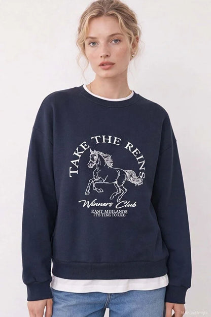 Trendy Embroidered Sweatshirt - Fleece Inside