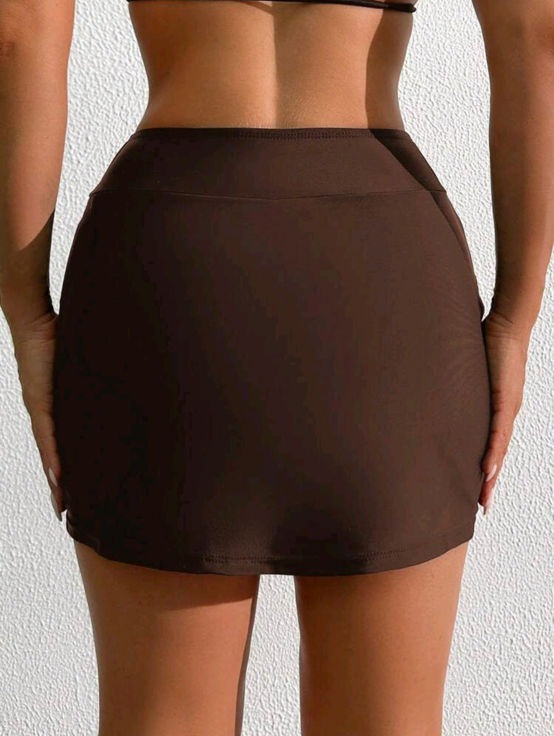 Trendy Beach Swim Skort - Black & Brown
