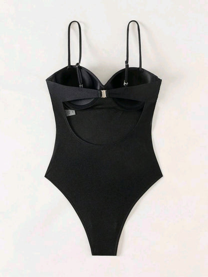 One Piece Strapless Black Bikini