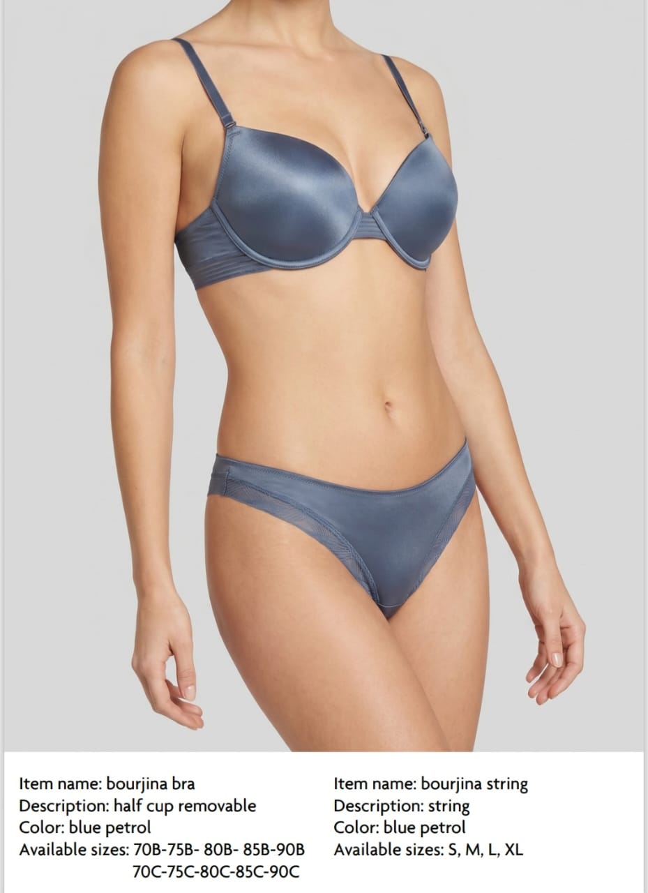 Bourjina Bra - Half Cup Removable - Blue Petrol - Orobella