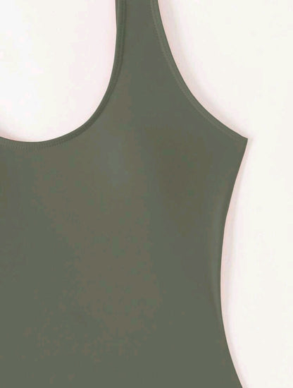 Trendy One Piece Swimwear - Navy Blue & Olive Green