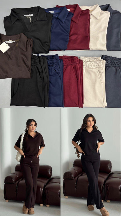 Trendy Soft Cotton V-Neck Set