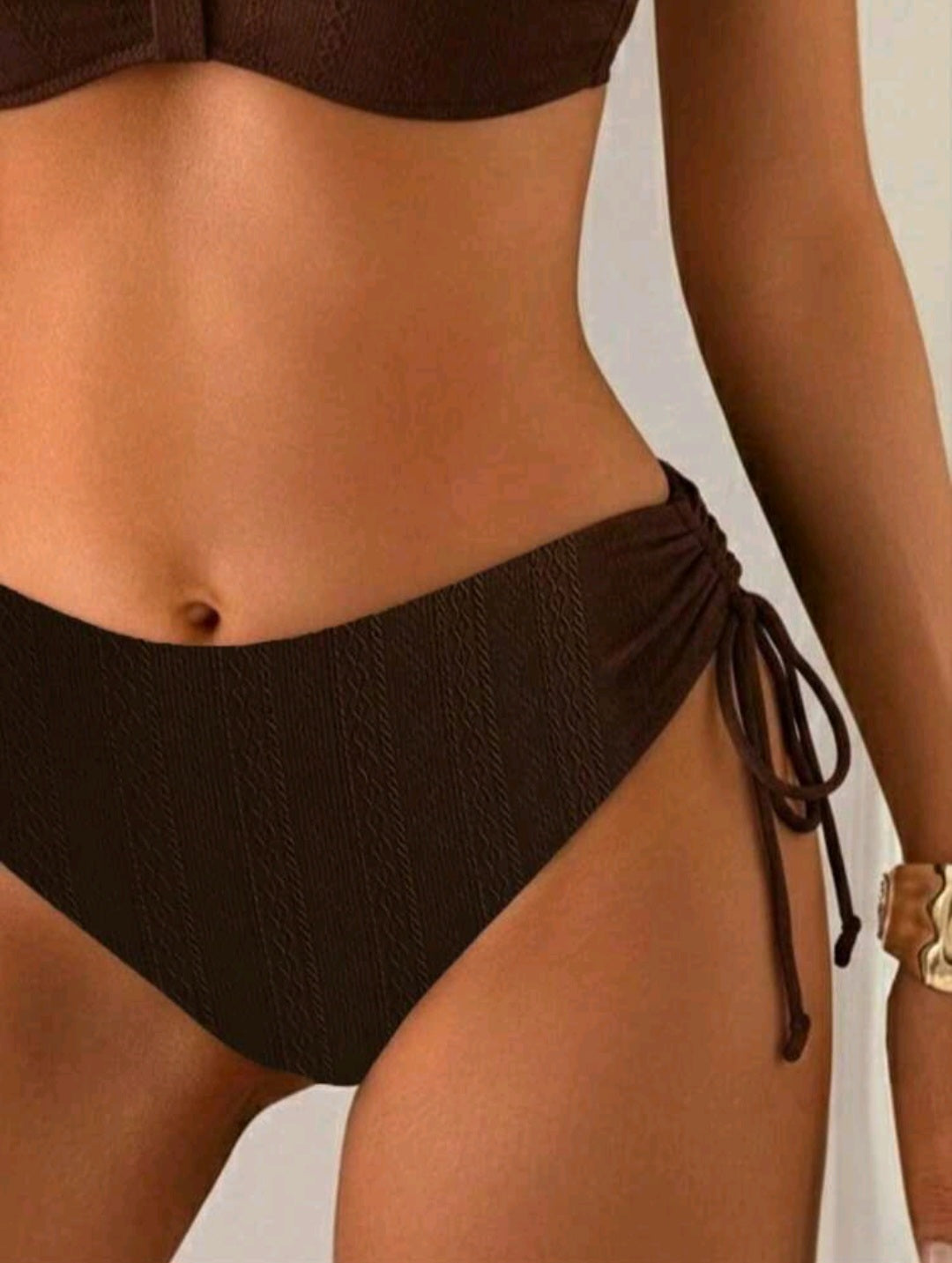 Trendy 2 pieces Strapless Swimsuit - Black & Brown