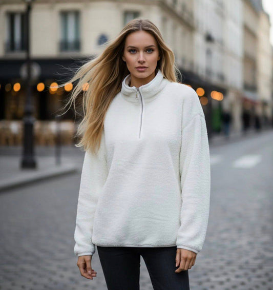 Trendy Wool Hoodie - White Only