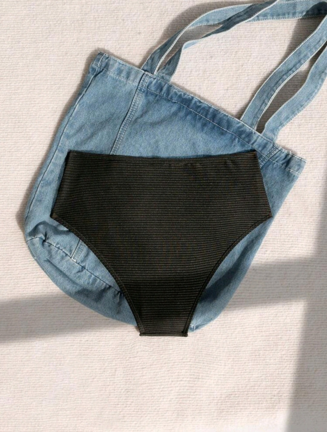 Trendy High Waisted Ribbed Bikini Bottom