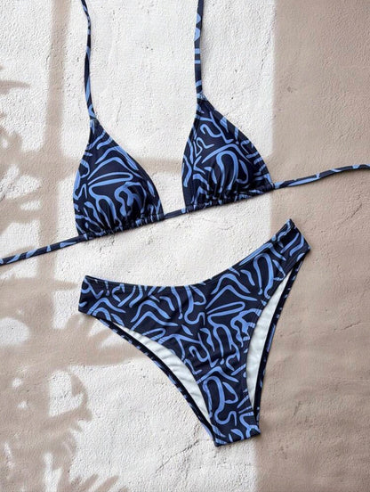 2 Pieces Triangle Navy Blue Bikini