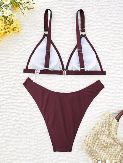 Trendy 2 pieces Swimsuit - black & burgundy