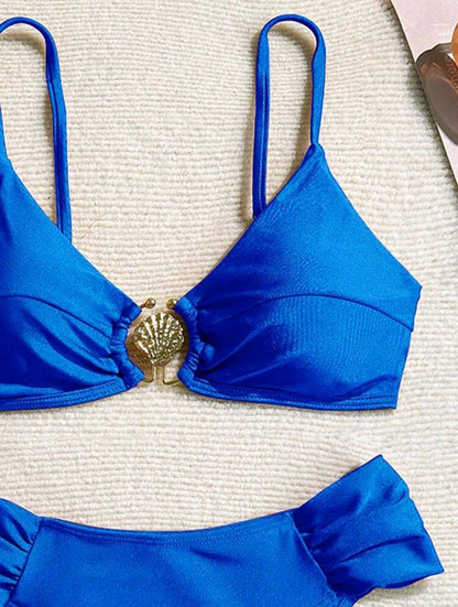 Trendy 2 Pieces Blue Swimwear