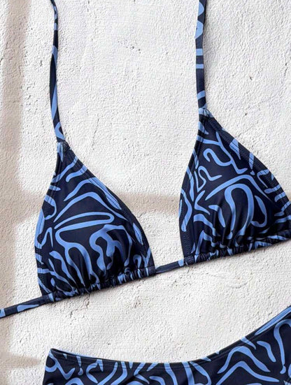 2 Pieces Triangle Navy Blue Bikini
