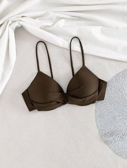 Twist Push Up Bikini Top - Chocolate Brown